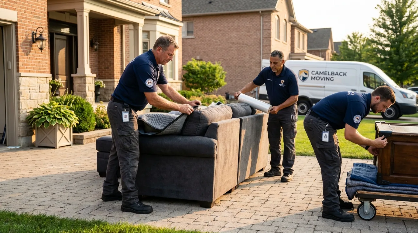 Large estate moving crew wrapping furniture in East Petersburg, PA