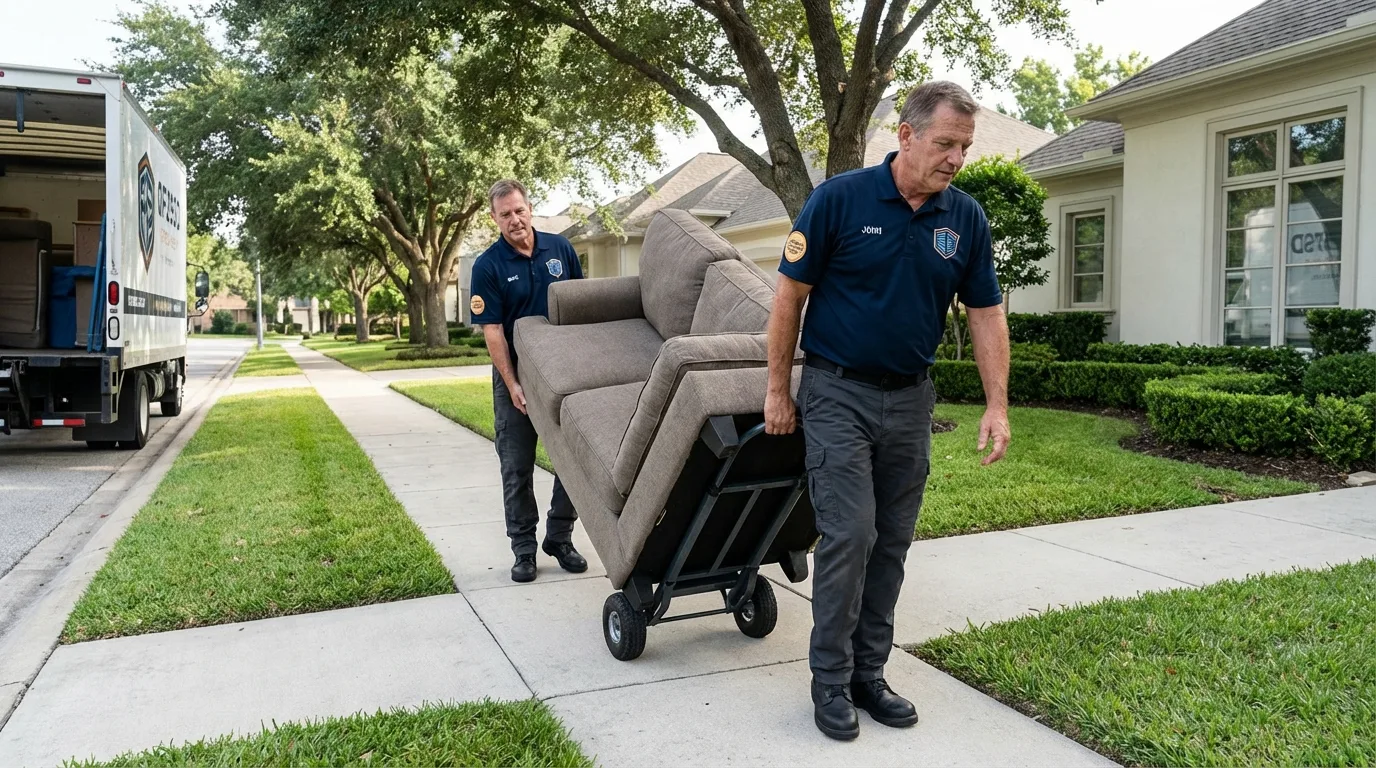 Local residential moving crew loading furniture in East Petersburg, PA
