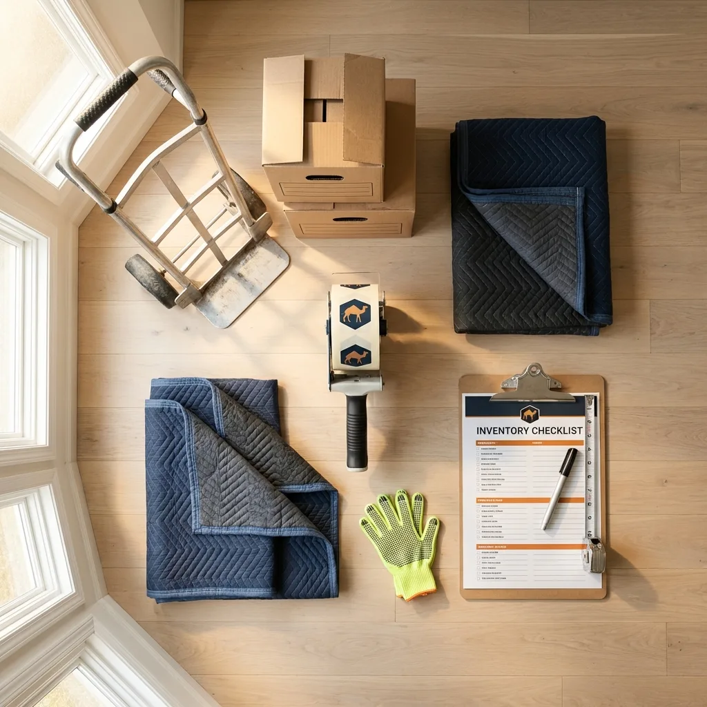 Professional moving supplies and packing materials layout for East Petersburg residential relocations